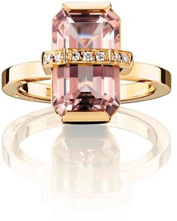 Efva Attling Little Bend Over Ring - Morganite 16.00 MM - GULD 