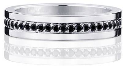 Efva Attling 4Â½ & Black Stars Ring 15.75 MM - SILVER 