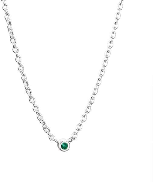 Efva Attling Micro Blink Necklace - Green Emerald 40/42/45 CM - SILVER 