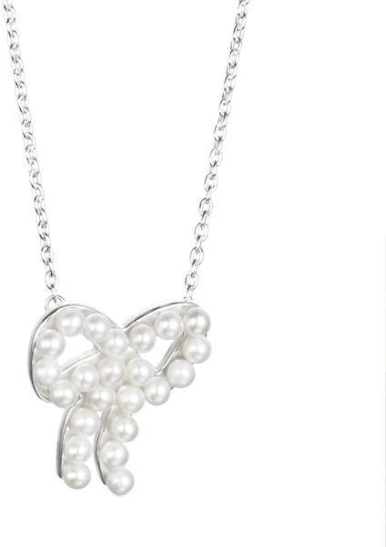 Efva Attling Mini Pearls Bow Necklace 42/45 CM - SILVER 