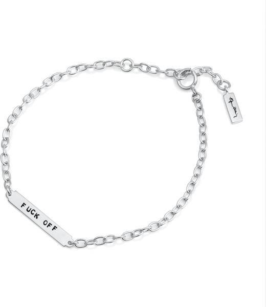 Efva Attling Power Plates Bracelet - Fuck Off 16/17.5/19 CM - SILVER 