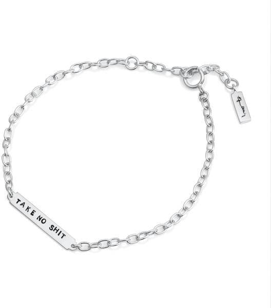 Efva Attling Power Plates Bracelet - Take No Shit 16/17.5/19 CM - SILVER 