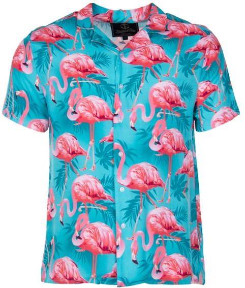 Honolulu Shirt, Turquoise Flamingo, 3xl,   