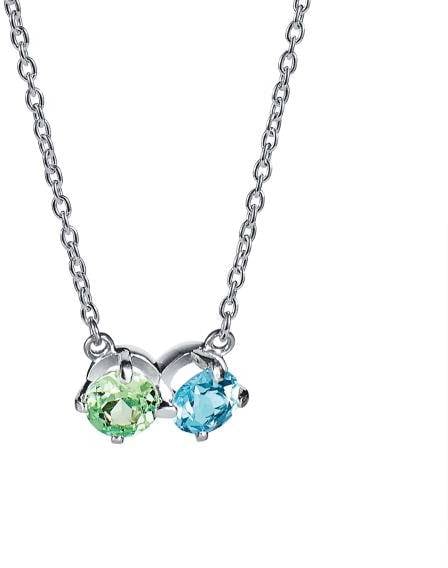 Efva Attling The Sea & I Necklace Gr. Sapphire/Topaz 40/42/45 CM - SILVER 