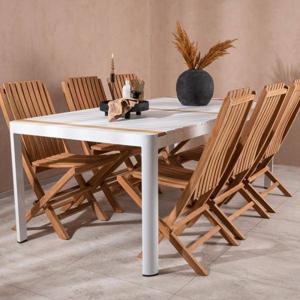 Togo utematgrupp med 6 st Ghana stolar - Teak/Vit 