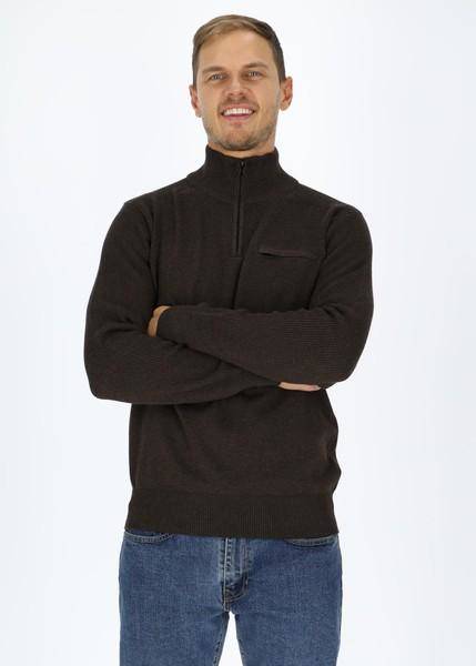 Half Zip Pullover, Brown, 2Xl,  Stickat (Stickade Tröjor i kategorin Tröjor)