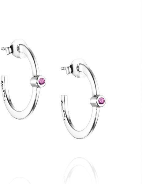 Efva Attling Micro Blink Hoops - Pink Sapphire ONE SIZE - SILVER 