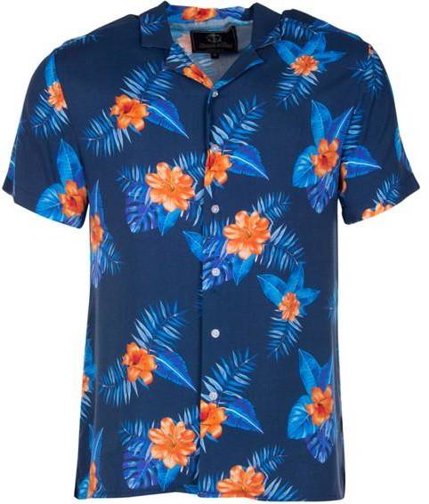 Honolulu Shirt, Navy Orange Flower, 2xl,  Kortärmade Skjortor 