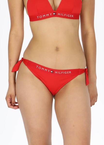 Side Tie Cheeky Bikini, Primary Red, L,   