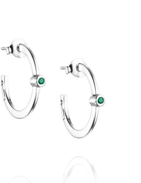 Efva Attling Micro Blink Hoops - Green Emerald ONE SIZE - SILVER 