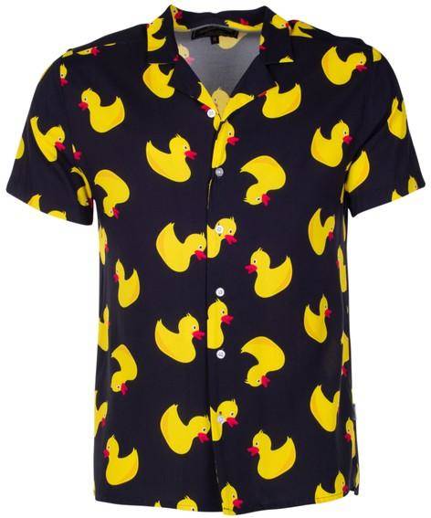Honolulu Shirt, Black Yellow Duck, 2Xl,  Kortärmade Skjortor (Kortärmade Skjortor i kategorin Skjortor)