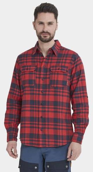 Flannel M Checked Shirt, Chinese Red, S,  Långärmade Skjortor 