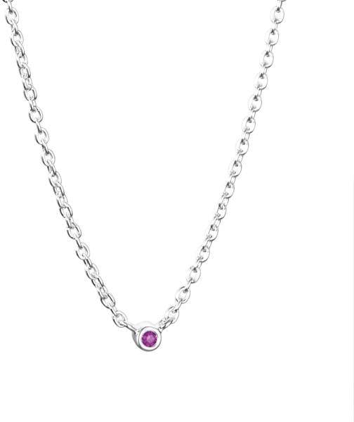 Efva Attling Micro Blink Necklace - Pink Sapphire 40/42/45 CM - SILVER 