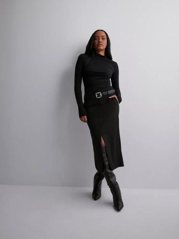 Object Collectors Item - Midikjolar - Black - Objlisa Harlow Mw Skirt Noos - Kjolar - Midi Skirts 