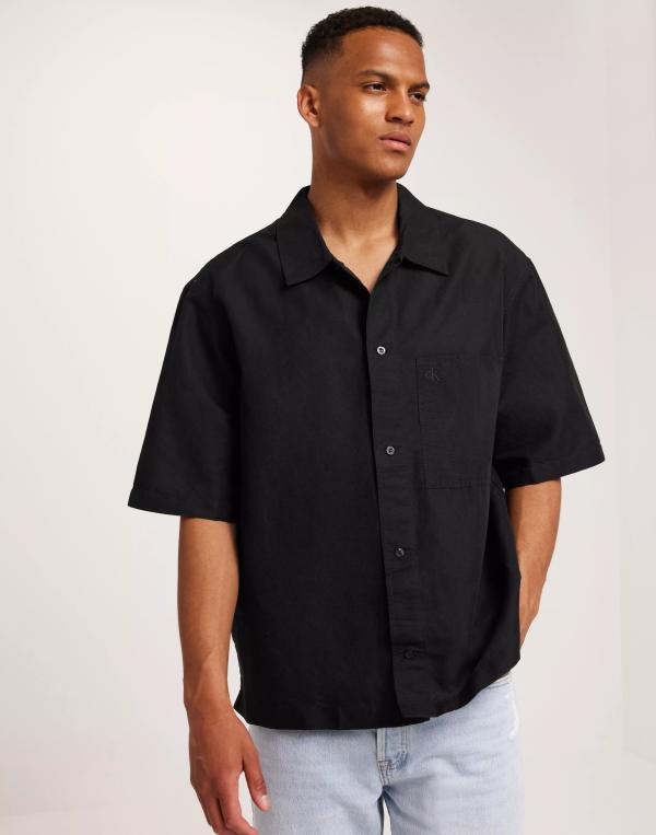 Calvin Klein Jeans Linen Ss Shirt Kortärmade skjortor Ck Black 