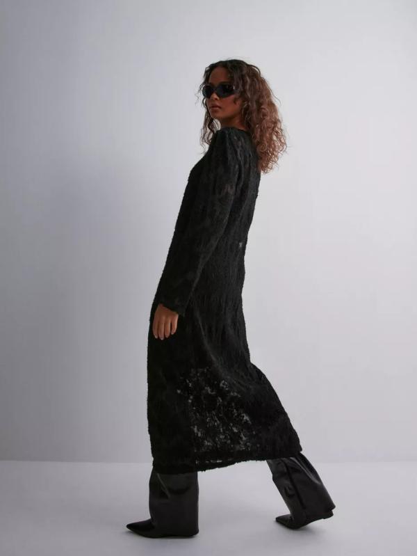 Object Collectors Item - Långärmade klänningar - Black - Objanmari Ls Midi Dress E Aw Fair 2 - Klänningar - Long dresses 