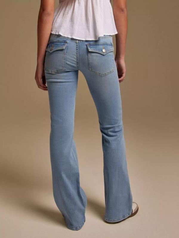 Nelly - Flare Jeans - Denim Blå - Low Waist Bootcut Jeans - Jeans (Övriga Jeans i kategorin Jeans)