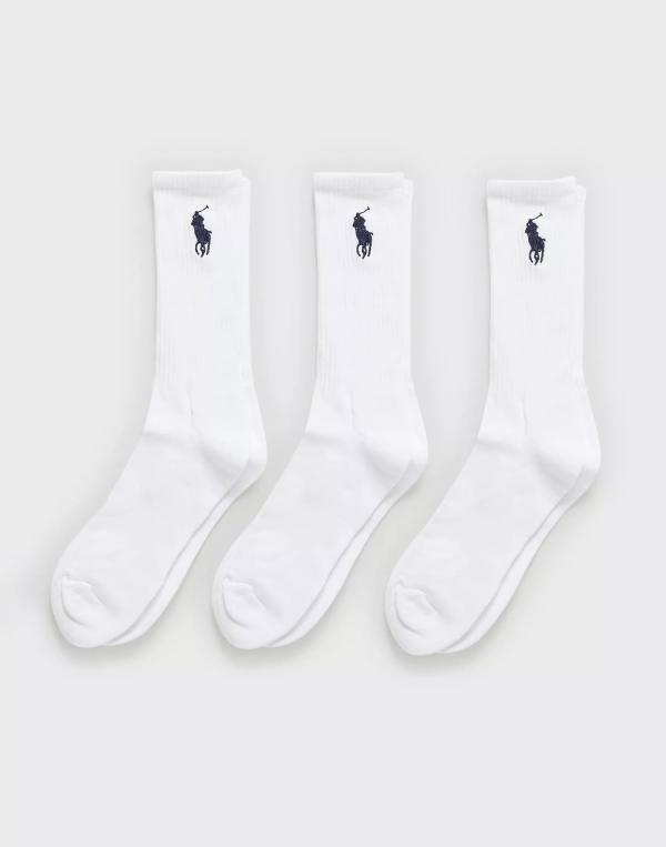 Polo Ralph Lauren Big Pny Crew Sock 3-Pack Strumpor White (Strumpor i kategorin Underkläder)