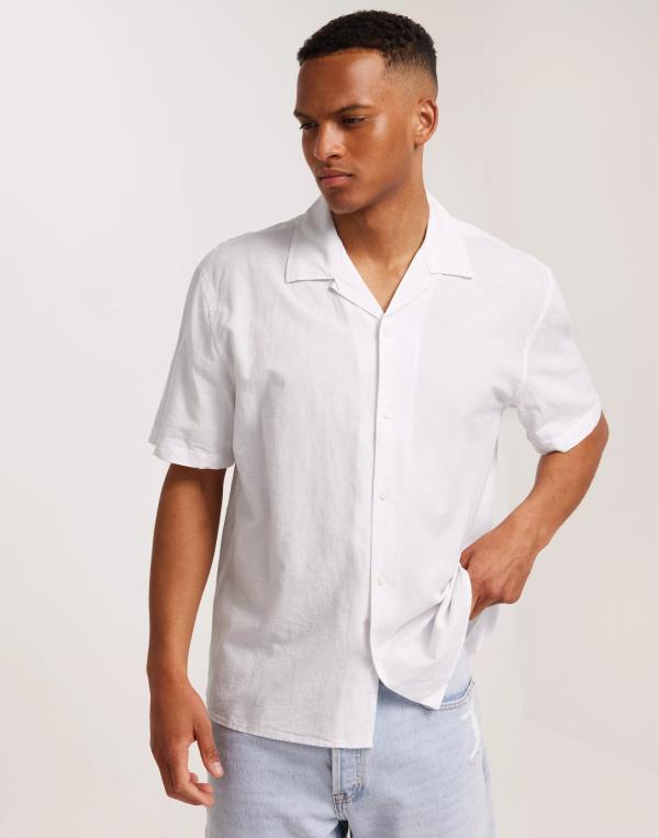 Selected Homme Slhrelaxnew-Linen Shirt Ss Resort Linneskjortor Bright White 