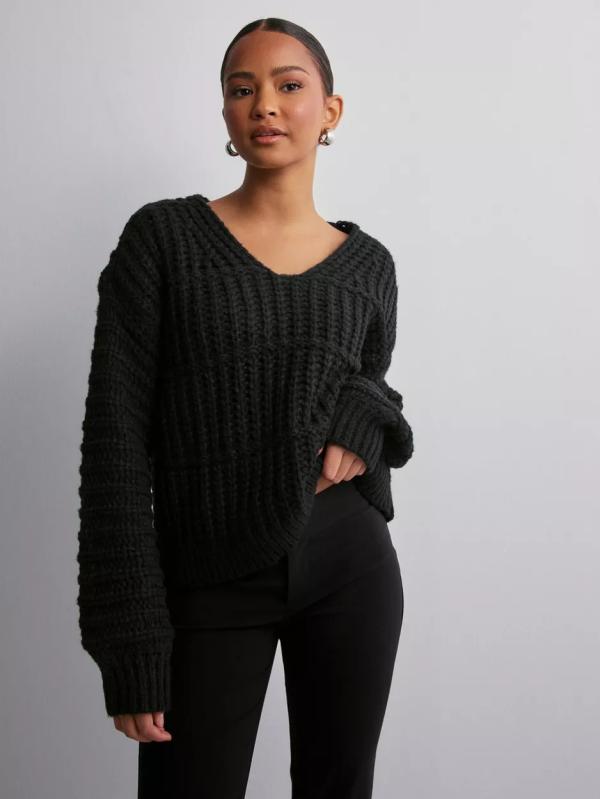 Vero Moda - Stickade tröjor - Black - Vmsmilla Ls V-Neck Pullover Ga Boo - Tröjor - Knitted sweaters 