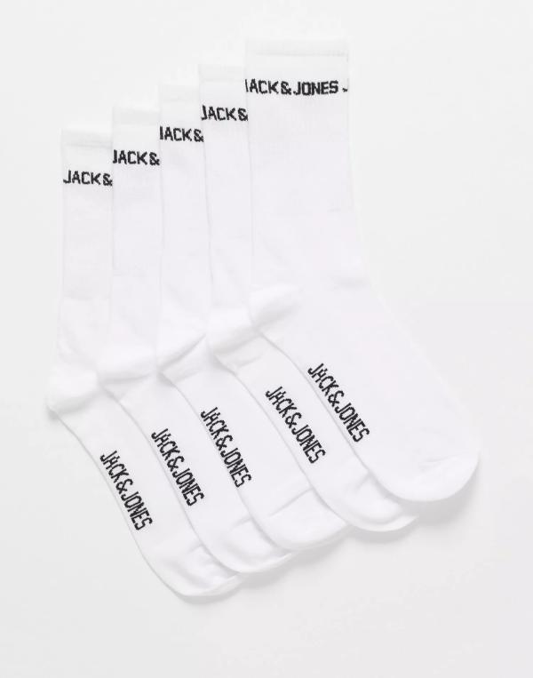 Jack & Jones Jacbasic Logo Tennis Sock 5 Pack No Flerpack strumpor White White - White - White - White 