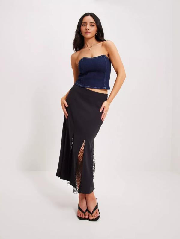 Calvin Klein - Midikjolar - Black - Net Layered Insert Midi Skirt - Kjolar - Midi Skirts 
