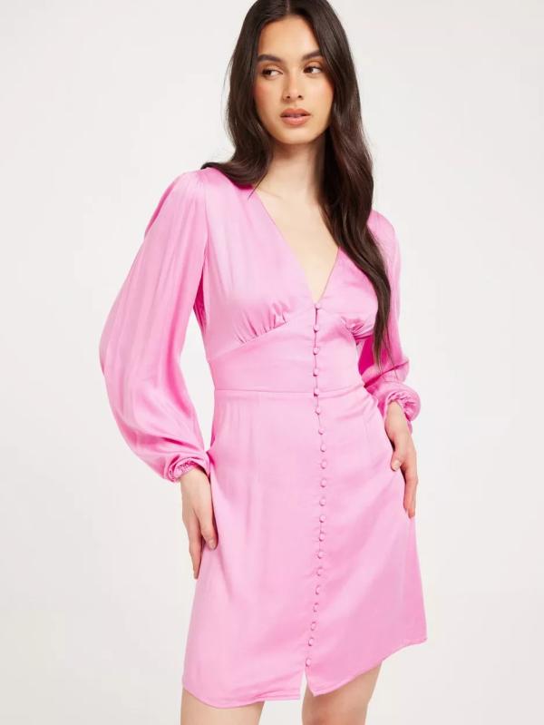 Vila - Långärmade klänningar - Begonia Pink - Vimalin Corba L/S Short Dress /Ka - Klänningar - Long dresses 