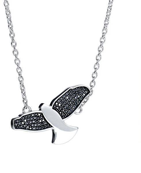 Efva Attling Black Bird Necklace 42/45 CM - SILVER 