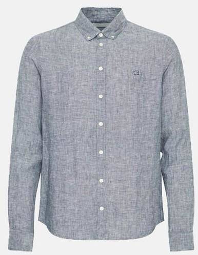 Anton Bd Ls Linen Shirt, Navy Blazer Melange, 2xl,  Långärmade Skjortor 