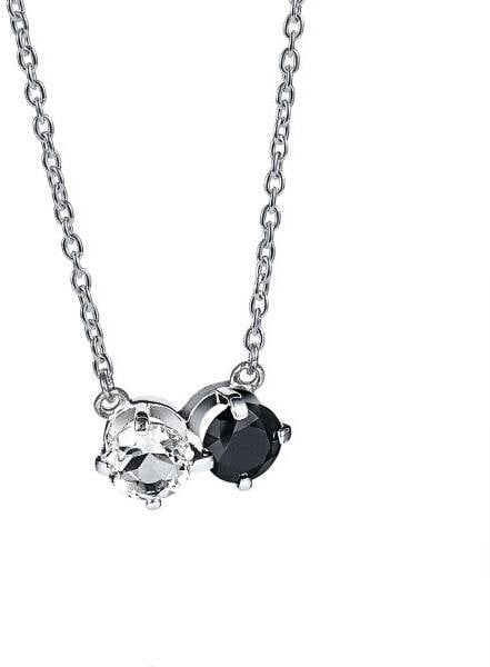 Efva Attling The Storm & I Necklace Crystal Q./Onyx 40/42/45 CM - SILVER 