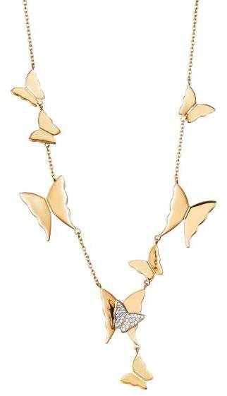 Efva Attling Miss Butterfly Air & Stars Collier 42/50 CM - GULD 