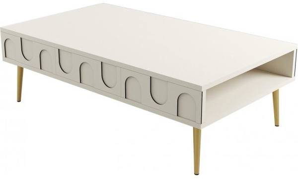 Lyon soffbord 105 x 60 cm - Cream/guld 