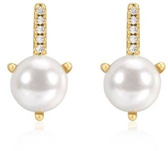  Pave Post Pearl Studs 