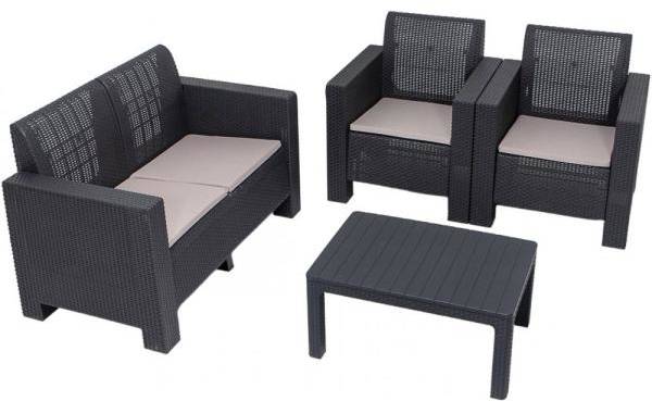 Aksu loungegrupp med 2-sits soffa - Antracit 