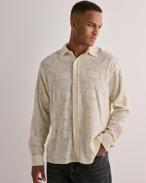 Woodbird WBYuzo knitted shirt Kortärmade skjortor Beige 