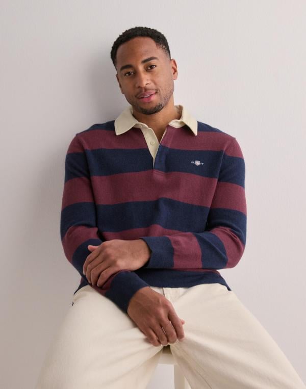 Gant Extrafine Lambswool Striped Rugger Stickade tröjor Röd 