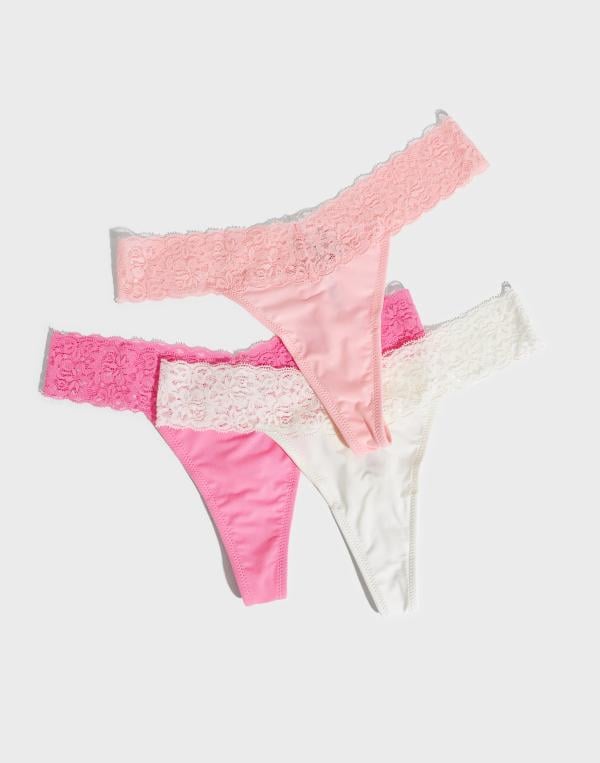 Nelly - Multi/Mönstrad - Lovely Feels Thong 3-pack 