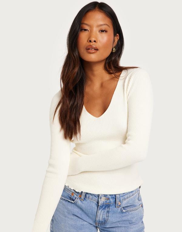 Vero Moda - Beige - Vmevie Ls V-Neck Pullover Ga Noos 