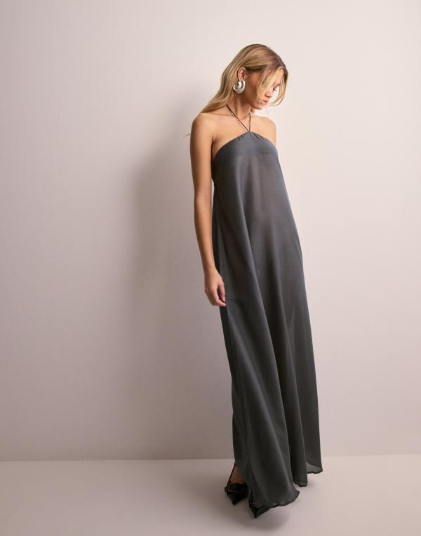 Pieces - Grå - Pcaya Strap Halterneck Maxi Dress S 