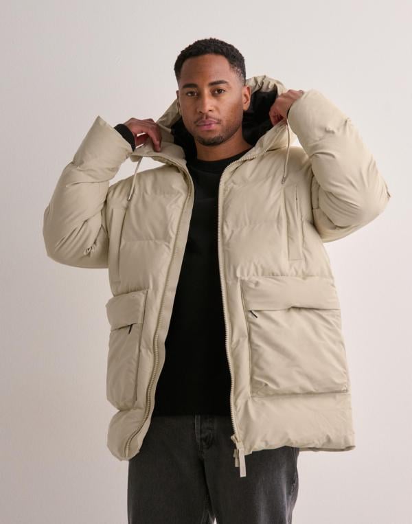 Rains Alta Long Puffer Cargo Jacket W3T4 Vinterjackor Beige 