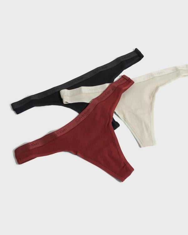 Calvin Klein Underwear - Röd - Thong 3PK 