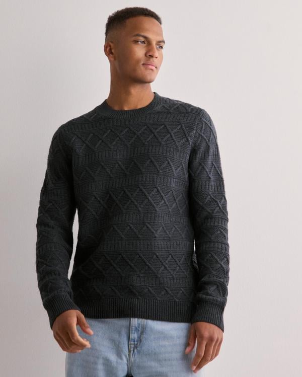 Only & Sons Onswade Reg 5 Struc Crew Neck Knit Stickade tröjor Grå 