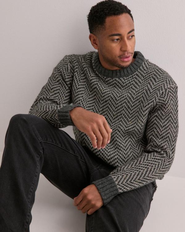 Selected Homme Slhharry Ls Knit Relaxed Crew Neck Stickade tröjor Grå 