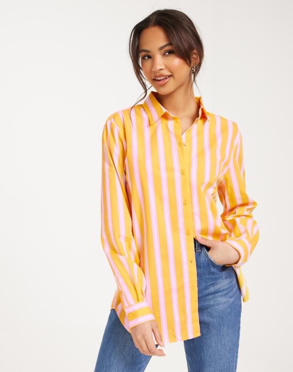 Pieces - Orange - Pcletty Ls Loose Shirt 