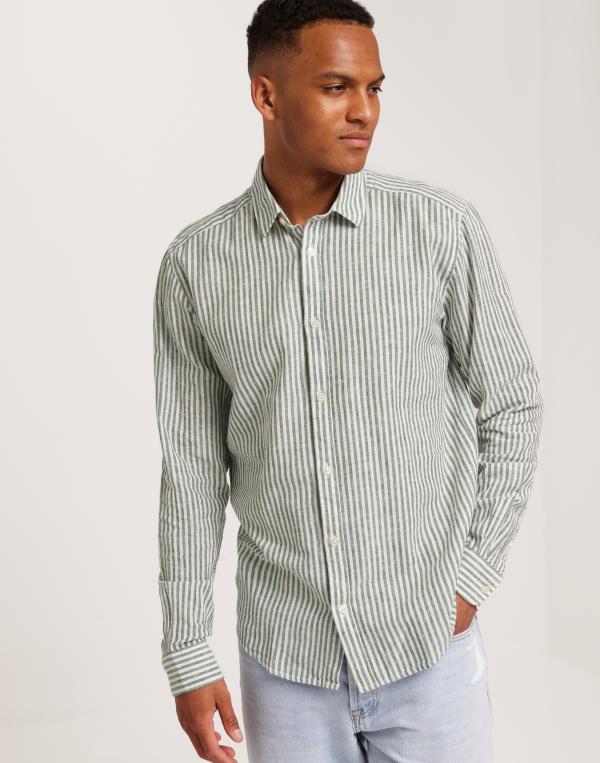 Only & Sons Onscaiden Life Ls Stripe Linen 660 Linneskjortor Rutigt/Randigt 