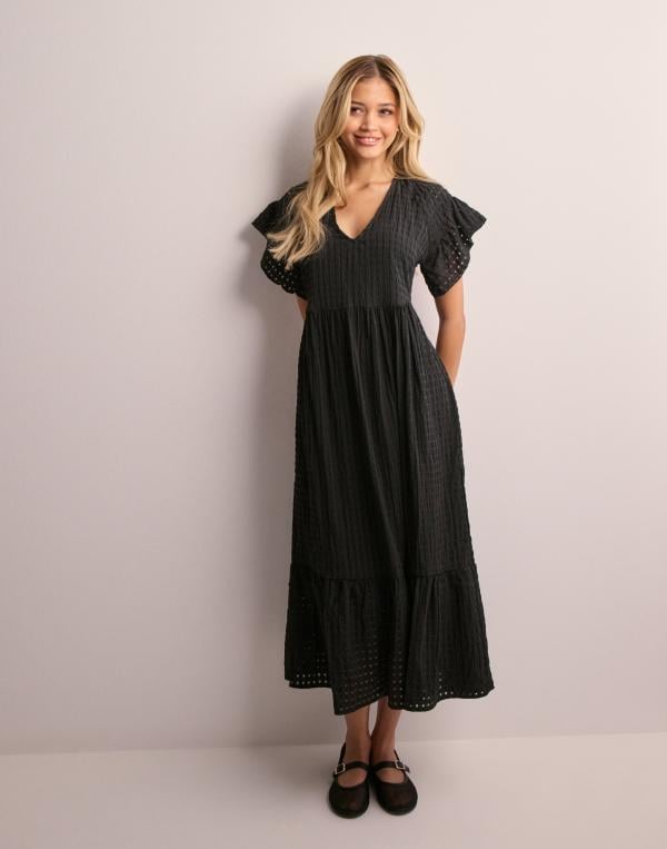 Object Collectors Item - Svart - Objvita S/S Long Dress Rep 