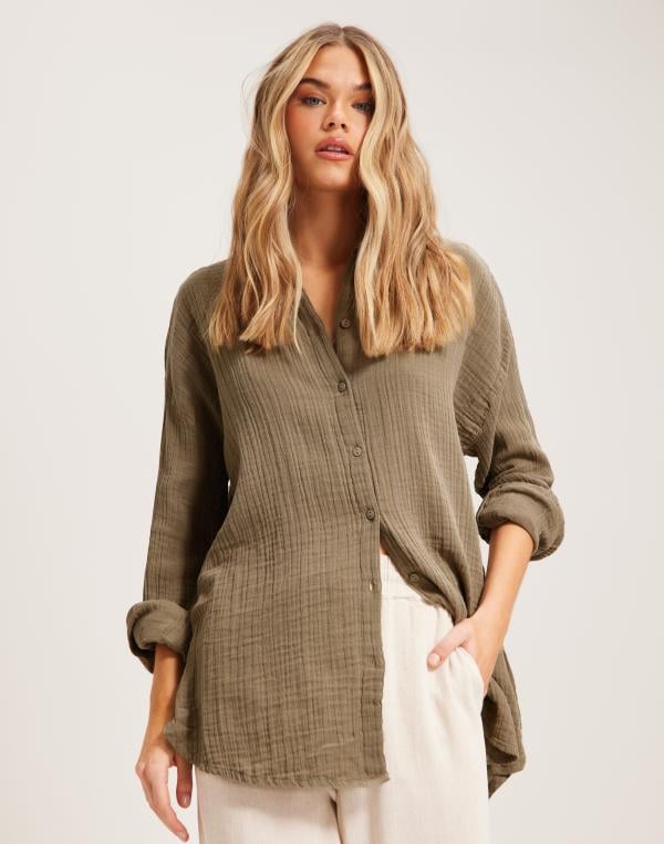 Only - Grön - Onlthyra Oversized Shirt Noos Wvn 