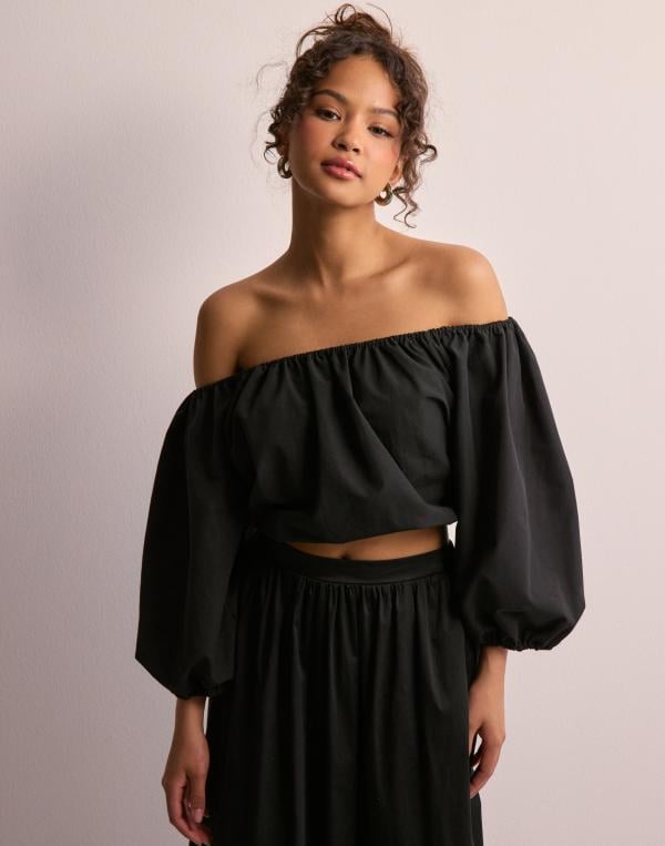 JDY - Svart - Jdyselena 3/4 Crop Off Shoulder Top 