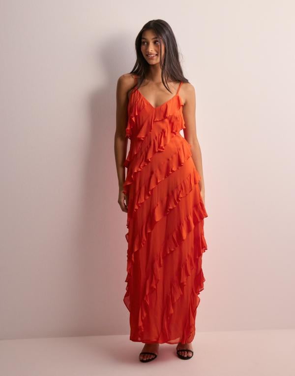 Malina - Röd - Cecily ruffle-trimmed maxi dress 