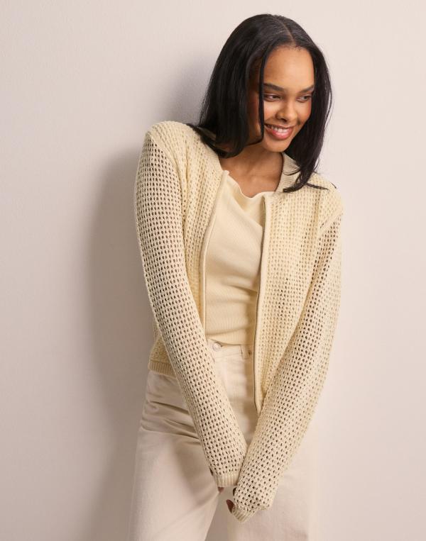 JDY - Beige - Jdytikka Ivy L/S Short Zip Cardigan 